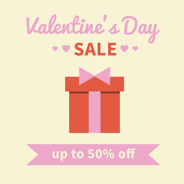 Valentine's day sale background Vector template for digital marketing and sales promotion Trendy design in flat style Poster banner flyer