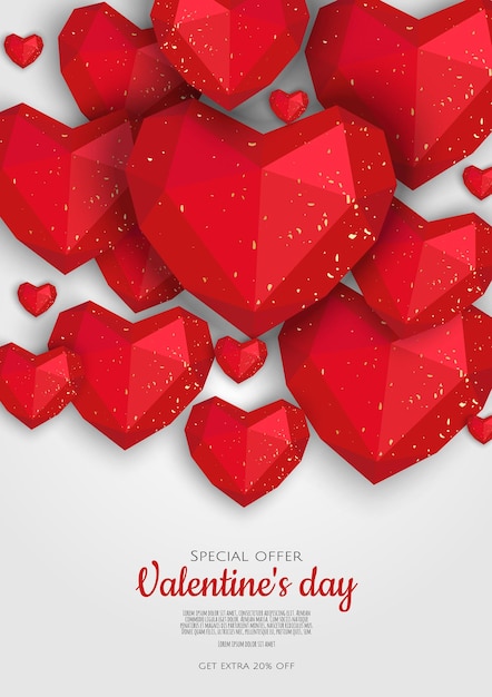 Valentine s day sale background with heart Universal vector background for poster banners flyers card