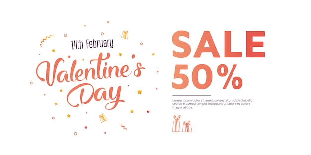 Valentine's Day Sale banner template design. 