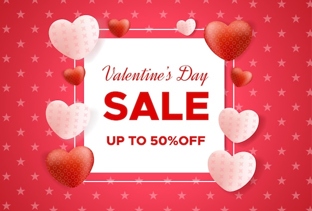 Valentine's day sale banner with love balloons