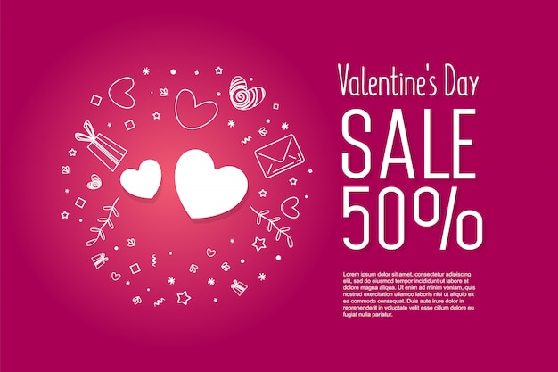 Valentine`s day sale design concept