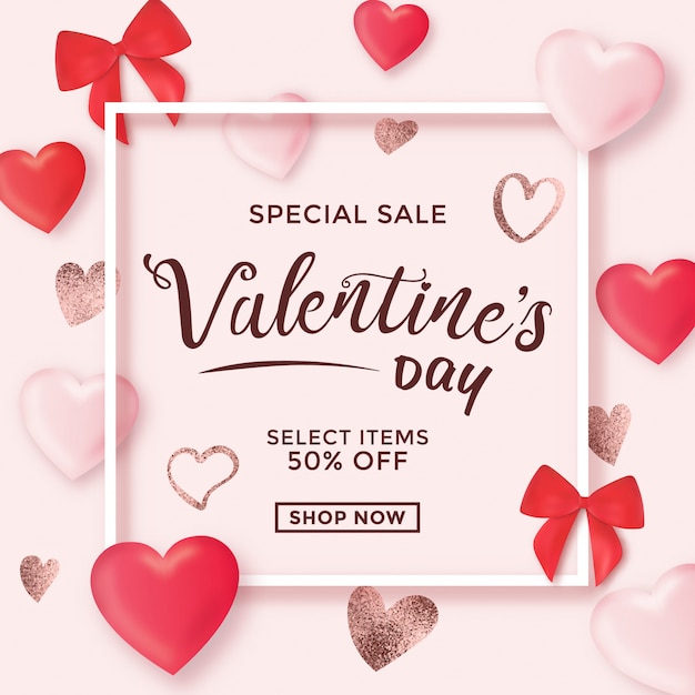 Valentine's day sale design with cute elements