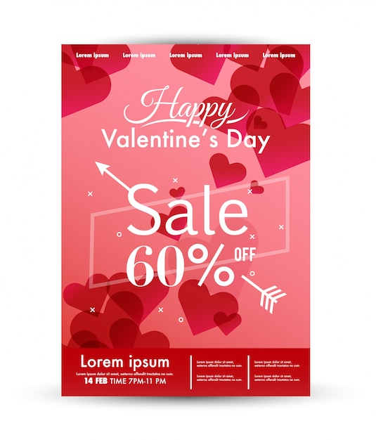 Valentine's Day sale poster template.