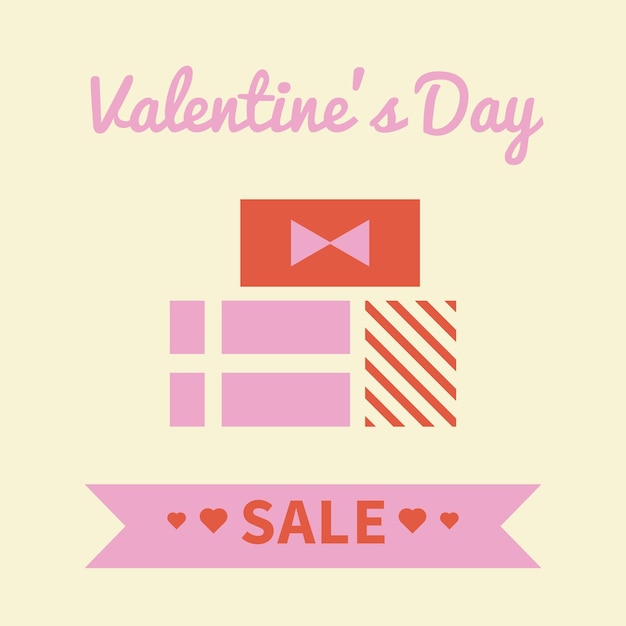 Valentine's day sale poster Vector template for digital marketing and sales promotion Trendy design in flat style Background banner flyer