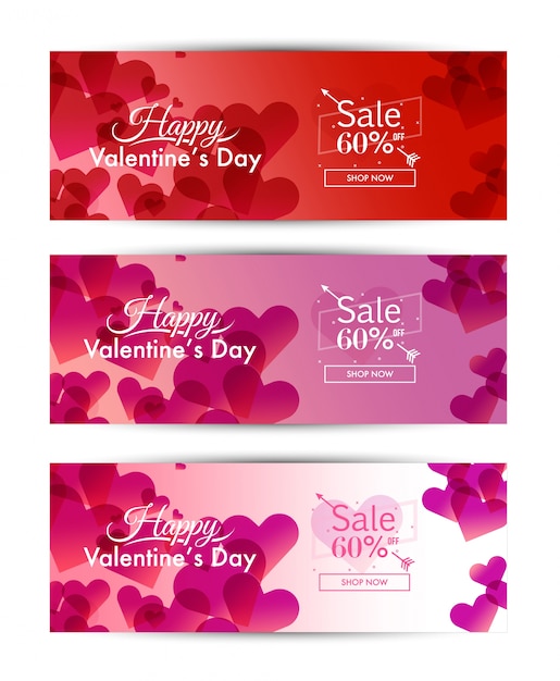 Valentine's Day sale for Social media banner template set. vector illustration