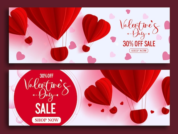 Vector valentine's day sale vector banner background. valentine's day discount offer text with floating.