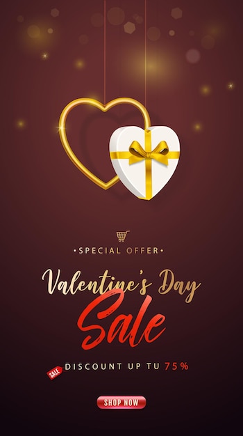 Valentine's Day Sale. Vertical banner