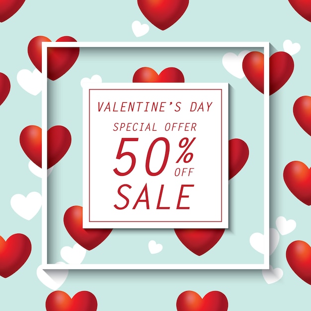 Valentine's day Sale with Heart Background