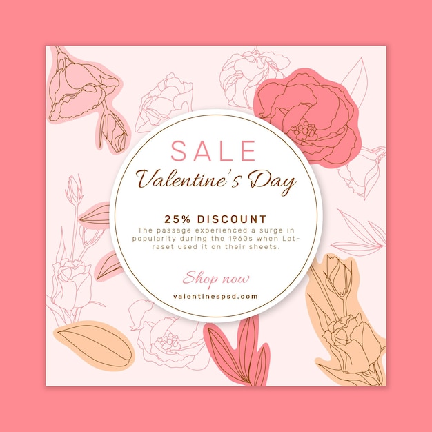 Valentine's day sales flyer square