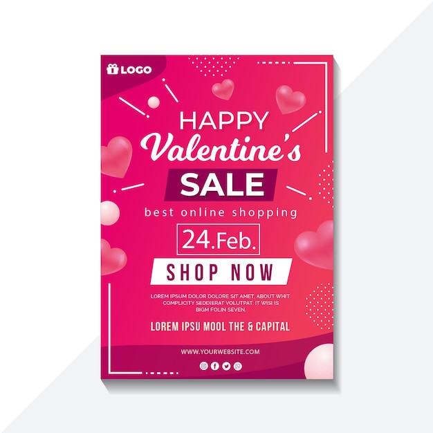 Valentine's day sales flyer template