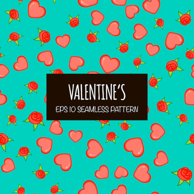 Valentine's Day seamless pattern. Cartoon style. Vector illustration.