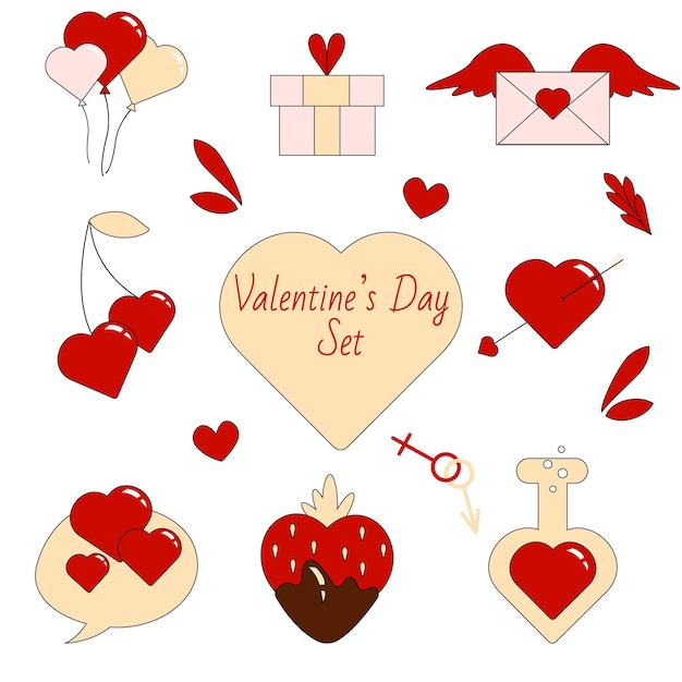 Vector valentine's day set.vector elements  isolated on white background.