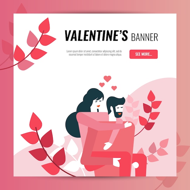 Valentine's day square banner template for website