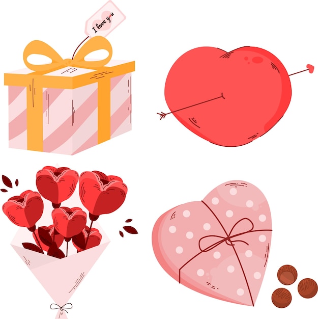 Valentine's day symbols setSet clipart elements Valentine's dayVector