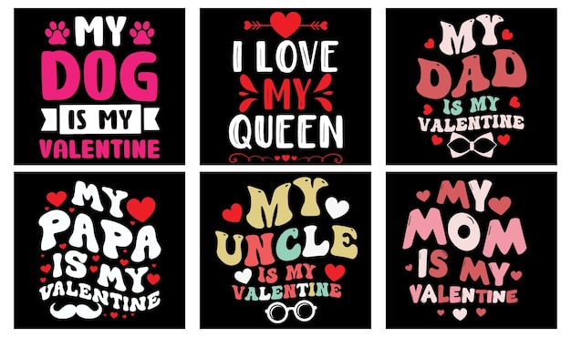 Valentine's day T-shirt Design Bundle. Valentine's day Vector Graphics. Valentine's day Typography