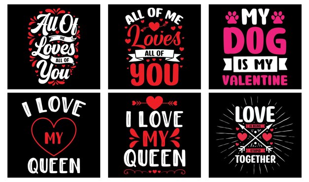 Valentine's day T-shirt Design Bundle. Valentine's day Vector Graphics. Valentine's day Typography