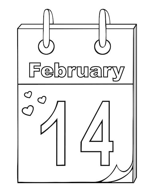 Valentine's day The tearoff calendar in doodle style is open on February 14th Date for lovers