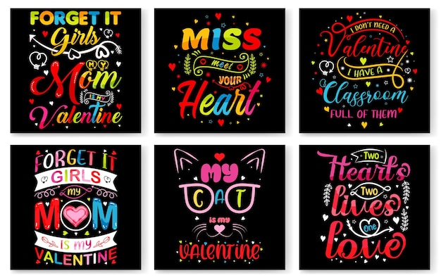 Valentine's Day Valentine's day t shirt design bundle love romantic lettering quotes Valentine's