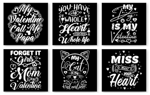 Valentine's Day Valentine's day t shirt design bundle love romantic lettering quotes Valentine's