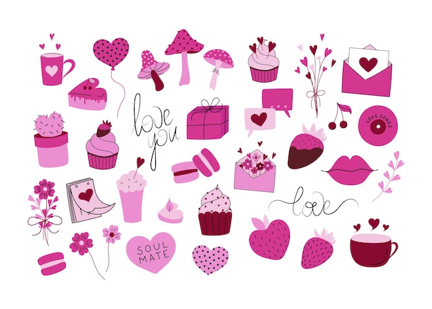 Vector valentine's day vector illustration set, valentines day bundle