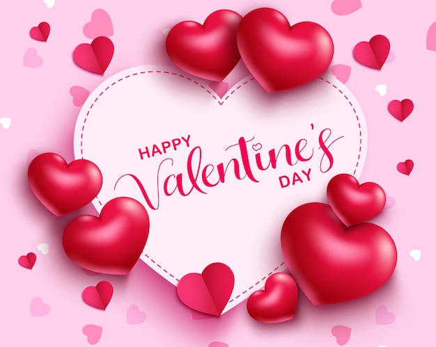 Valentine's day vector template background. Happy valentine's day greeting text.