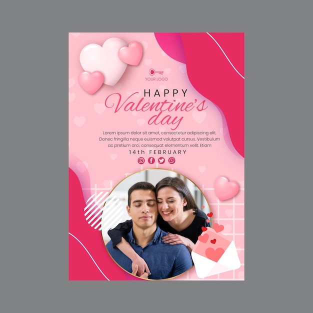 Valentine's day vertical flyer template