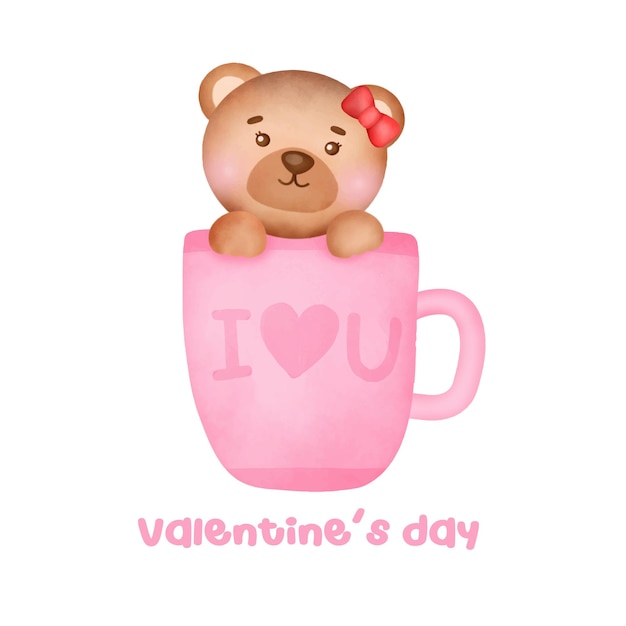 Valentine's day with cute bear greeting card.