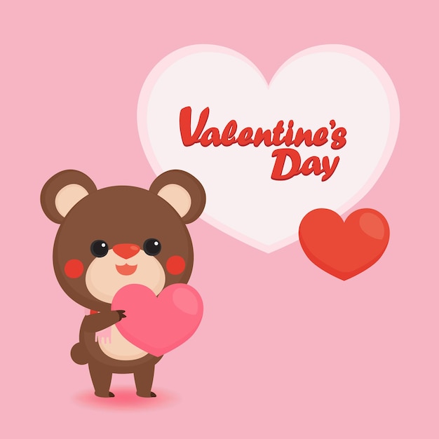 Valentine's day with cute bear and sweet background.