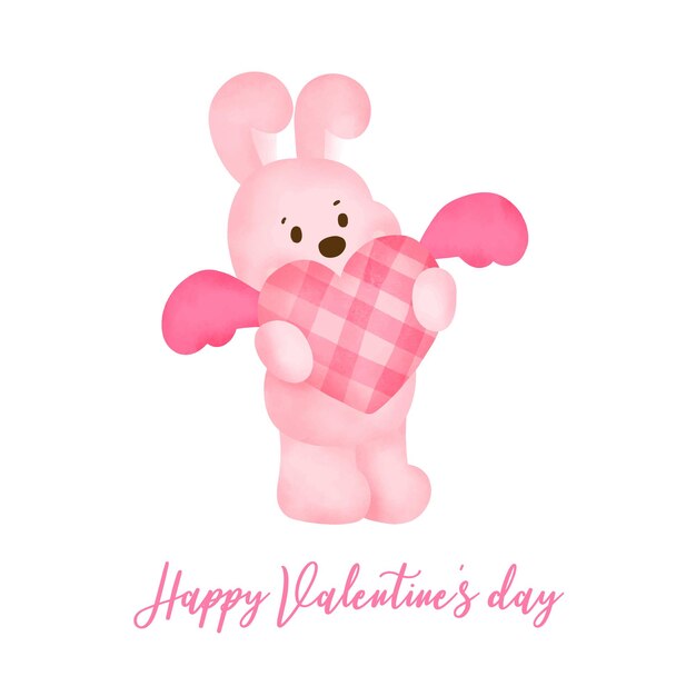 Valentine's day with cute rabbit greeting card.