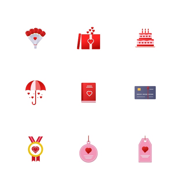 Valentine's gift icon set