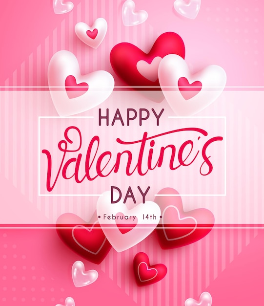 Valentine's greeting text vector poster design. Happy valentine's day typography.