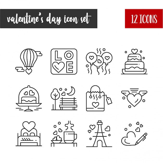 Valentine's Line Icon set