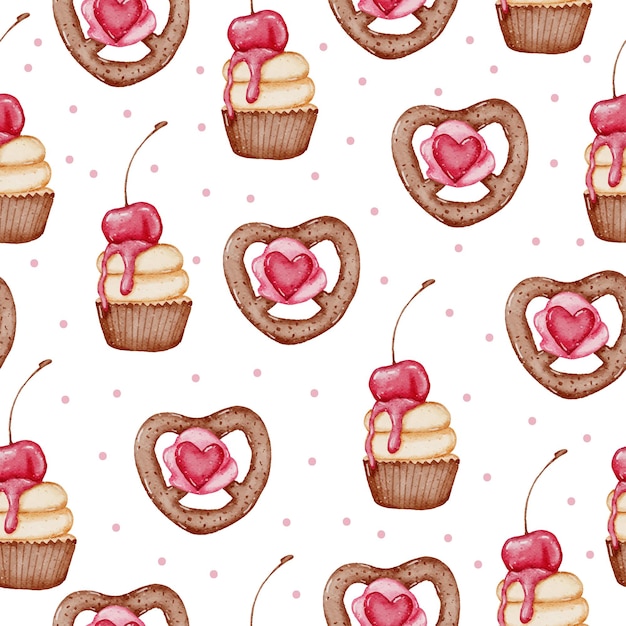 Valentine Seamless Pattern Watercolor