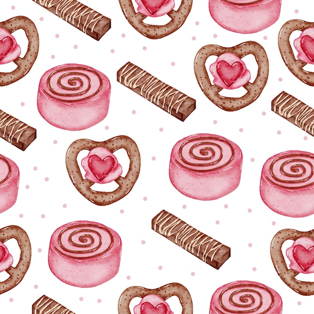 Valentine Seamless Pattern Watercolour