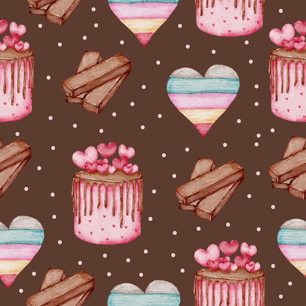 Valentine Seamless Pattern Watercolour