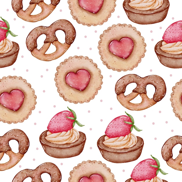 Valentine Seamless Pattern Watercolour