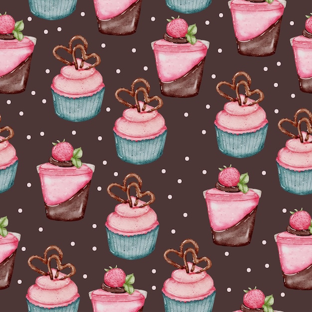 Valentine Seamless Pattern Watercolour