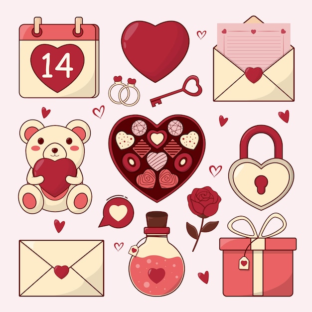 Vector valentine set collection illustration