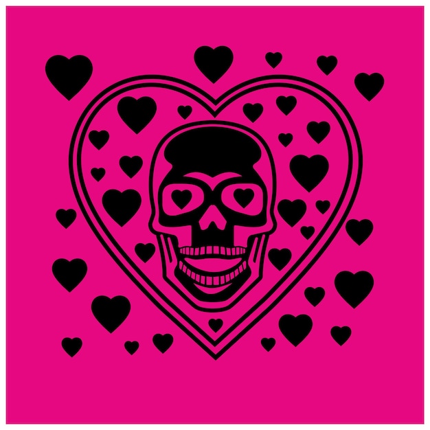 valentine skull with heart, grunge vintage design t shirts