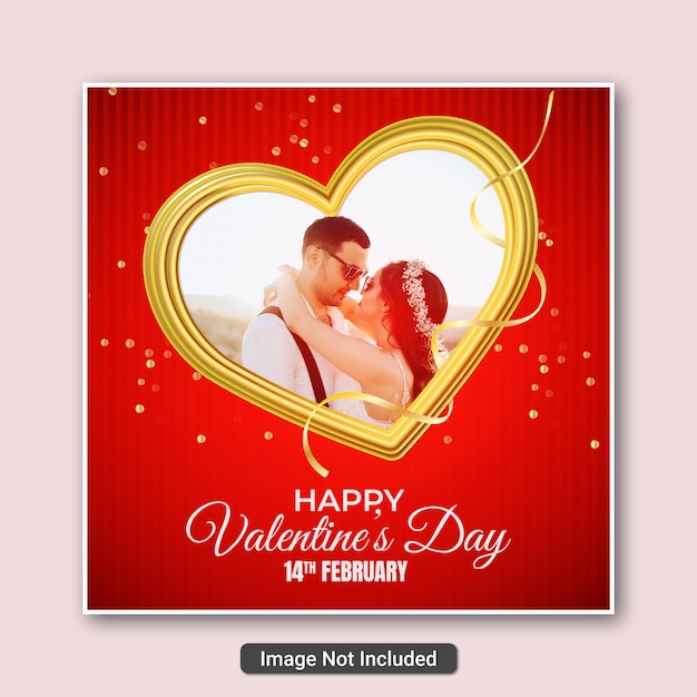 Valentine social media post with red heart background