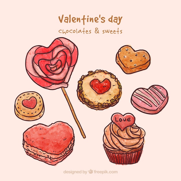 Vector valentine sweets drawn