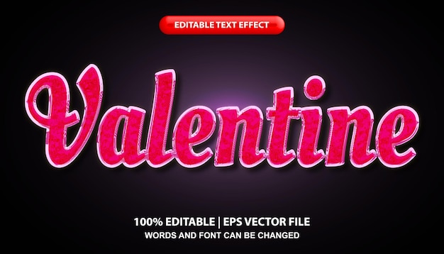 Valentine text, editable text effect, pink valentines day font style