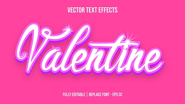 Valentine text effects with glossy color shapes