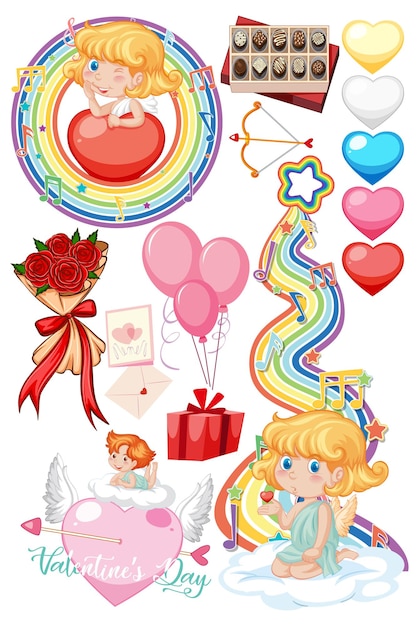 Valentine theme with balloons and cupid