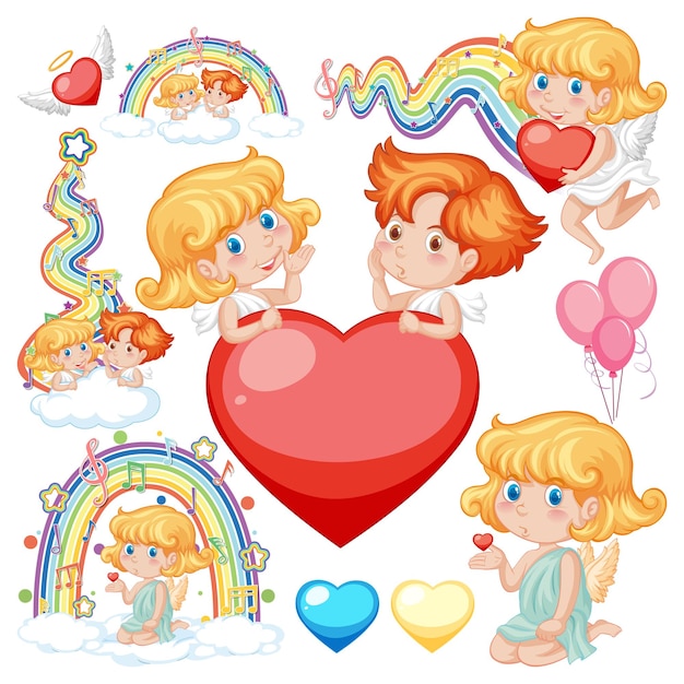 Valentine theme with rainbow and cupid