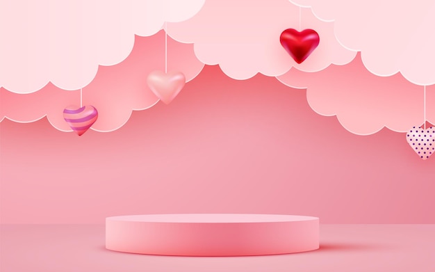 Valentine39s day scene background Product presentation mock up show cosmetic product Podium stage pedestal or platform