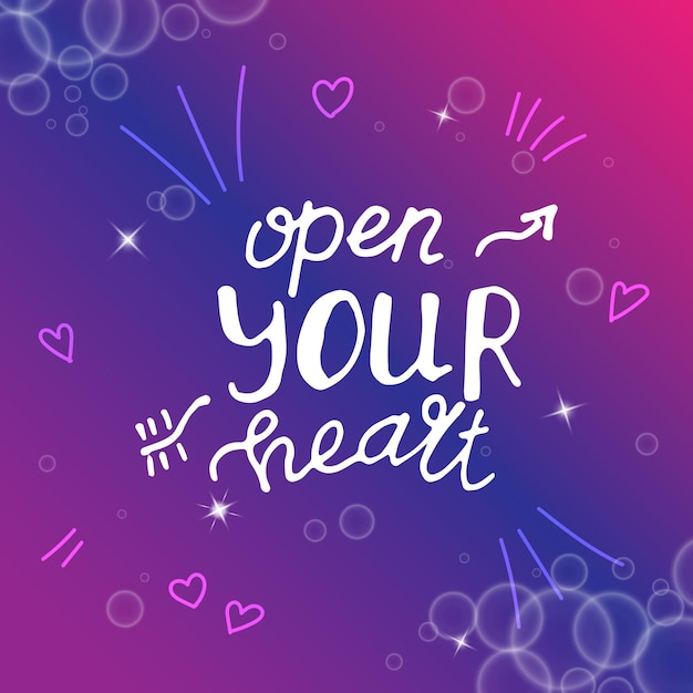 Valentines card for a loved one Postcard Open your heart Vector illustration