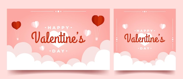 Valentines Day background greeting card poster banner with romantic heart pink element