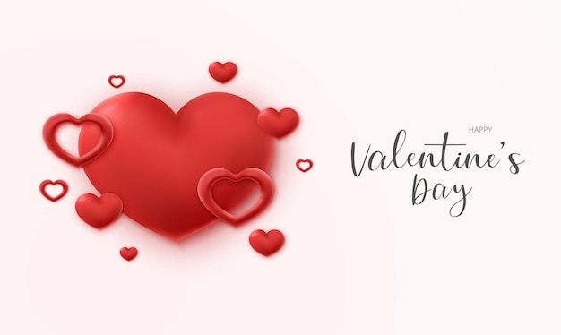 Valentines day background love heart banner vector illustration