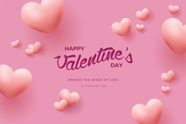 Valentines day background vector Premium design with pink love balloons on soft pink background